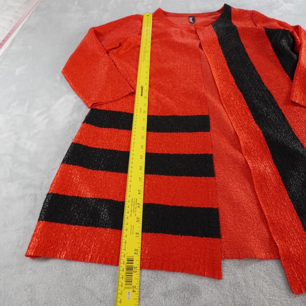 Berek Long Cardigan Jacket Womens XL Red Avant Garde Crinkle Open Artwear Travel - Picture 6 of 12